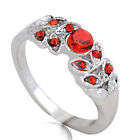 Ladies Elegant S80 Silver Ring with Red Topaz Stones ( Size 7 )